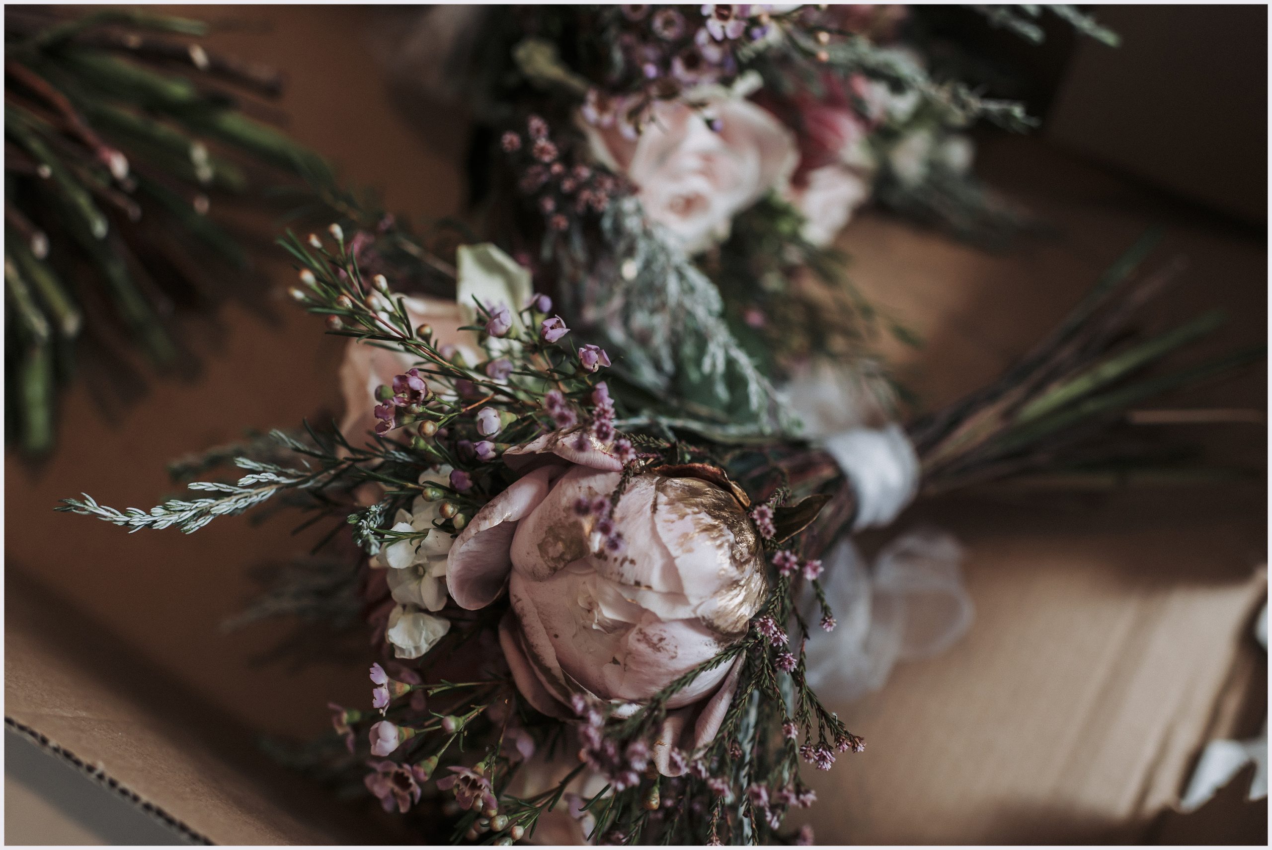 A bridesmaid's beautiful bouquet.  Image captured by Helena Jayne Photography, a photographer based in North Wales