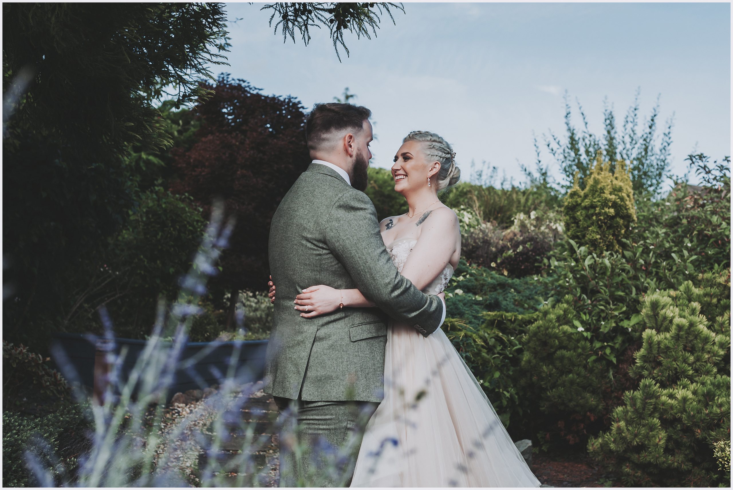 North Wales Wedding Magic: Bride and Groom in Dreamy Sunset Glow