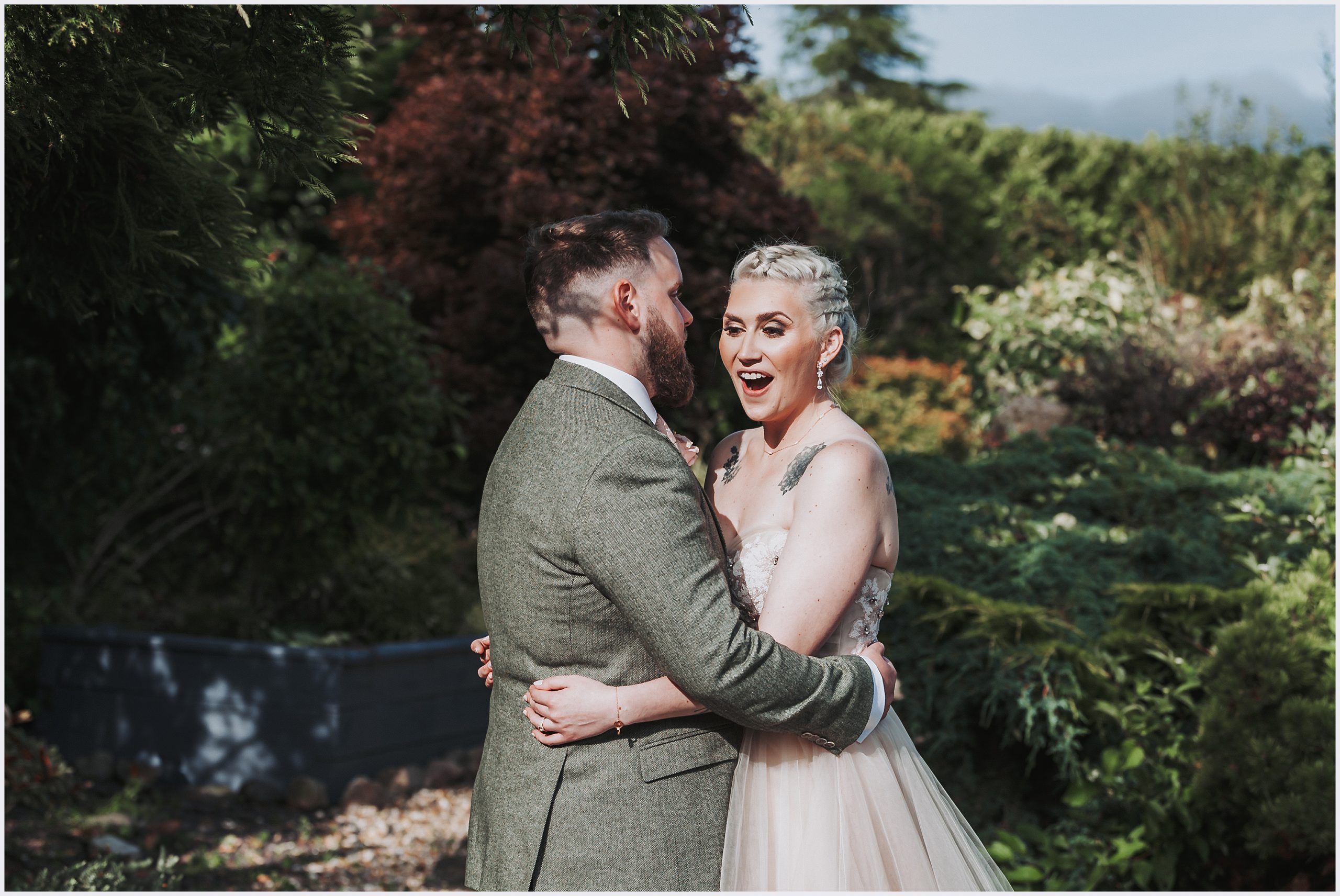 Cheshire's Cherished Moment: Bride and Groom Sharing Laughter and Love